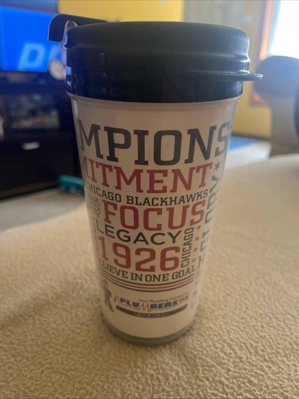 Chicago Blackhawks Red & White Travel Tumbler with Lid